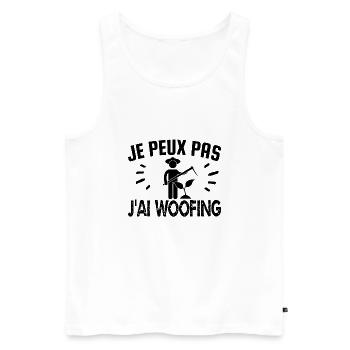 je peux pas j'ai woofing - Débardeur bio Premium Homme - blanc - Devant - Michal (187cm)