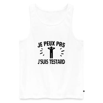je peux pas j'suis testard - Débardeur bio Premium Homme - blanc - Devant - Michal (187cm)