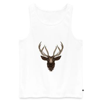 Hirsch Geweih - Männer Premium Bio Tank Top - Weiß - Vorne - AI Model Male 178 light (178cm)