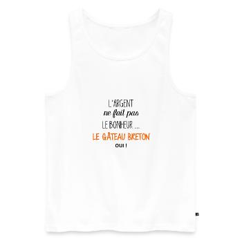 Bretagne - Le gâteau breton, oui ! - Débardeur bio Premium Homme - blanc - Devant - AI Model Male 178 light (178cm)