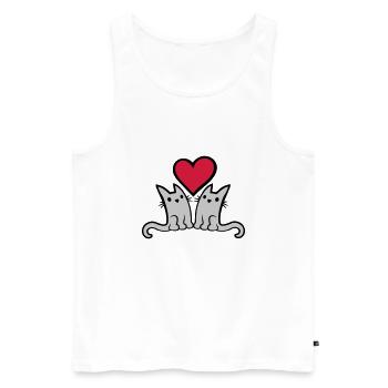 Verliebtes Paar süße Katzen - Männer Premium Bio Tank Top - Weiß - Vorne - Michal (187cm)