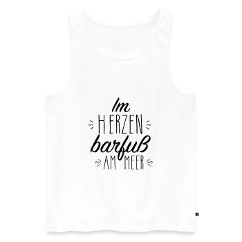 Im Herzen barfuß am Meer schwarz - Männer Premium Bio Tank Top - Weiß - Vorne - Michal (187cm)