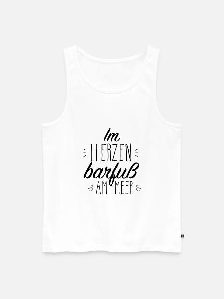 Im Herzen barfuß am Meer schwarz - Männer Premium Bio Tank Top - Weiß