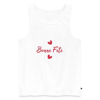 BONNE FÊTE. FÊTE DES MÈRES. FÊTE DES PÈRES. FÊTE - Débardeur bio Premium Homme - blanc - Devant - Michal (187cm)