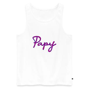 PAPY. FÊTE DES PÈRES. BONNE FÊTE PAPY. JE T'AIME. - Débardeur bio Premium Homme - blanc - Devant - Michal (187cm)