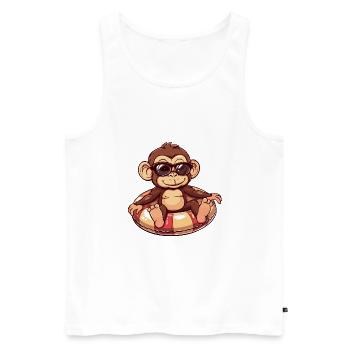 Affe Sommer Comic - Männer Premium Bio Tank Top - Weiß - Vorne - Michal (187cm)