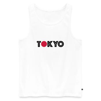 Chemise Tokyo avec un point rouge - Débardeur bio Premium Homme - blanc - Devant - AI Model Male 178 light (178cm)