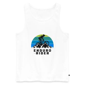 Enduro Rider - Mountainbiker Silhouette - Männer Premium Bio Tank Top - Weiß - Vorne - AI Model Male 178 light (178cm)