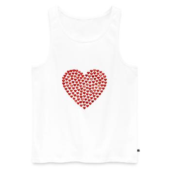 coeur rouge en petits coeurs - Débardeur bio Premium Homme - blanc - Devant - AI Model Male 178 light (178cm)