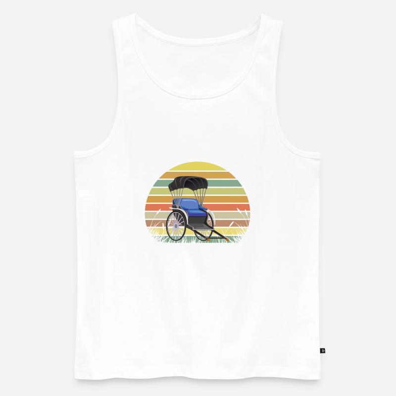 Rikscha Sunset Retro Wiese - Männer Premium Bio Tank Top - Weiß