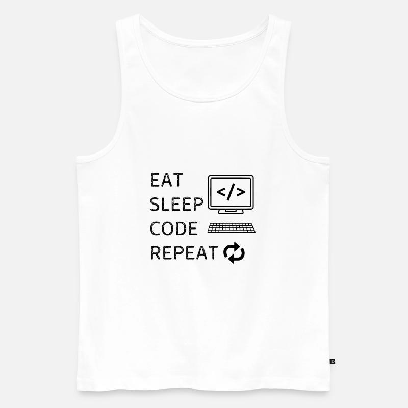 Sleep Code Repeat - Männer Premium Bio Tank Top - Weiß