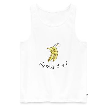 Style banane - Débardeur bio Premium Homme - blanc - Devant - AI Model Male 178 light (178cm)