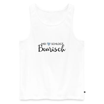Mei Herz schlogt Boarisch - Bayern, - Männer Premium Bio Tank Top - Weiß - Vorne - Michal (187cm)