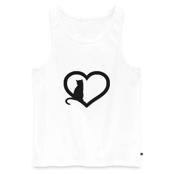 Silhouette de chat avec un cœur - Débardeur bio Premium Homme - blanc - Devant - AI Model Male 178 light (178cm)