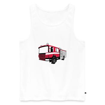 Camion de pompier - Débardeur bio Premium Homme - blanc - Devant - AI Model Male 178 light (178cm)