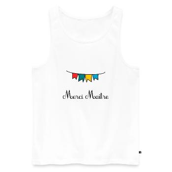 MAÎTRE. MERCI. MERCI MAÎTRE. CADEAU MAÎTRE - Débardeur bio Premium Homme - blanc - Devant - Michal (187cm)