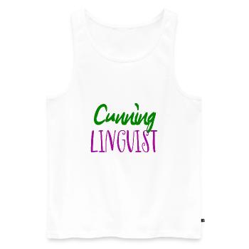 Cunning linguist: a cheeky lesbian wordplay joke - Men's Premium Organic Tank Top - white - Front - Michal (187cm)