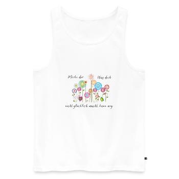 Motivations Spruch "kein Glück...kann weg" - Männer Premium Bio Tank Top - Weiß - Vorne - Michal (187cm)