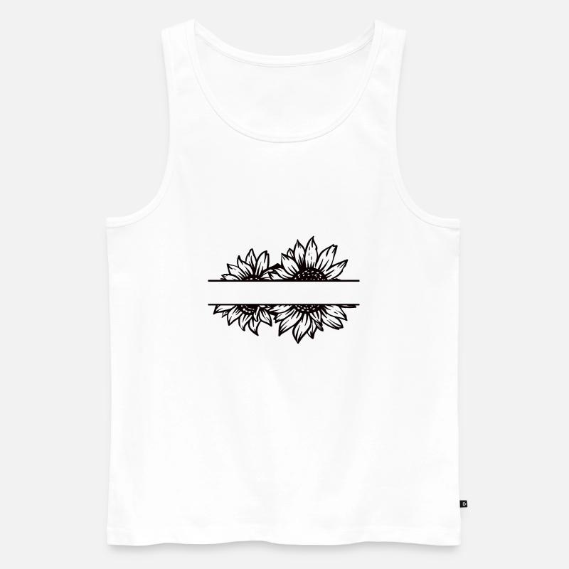 Doppel Sonnenblume split schwarz - Männer Premium Bio Tank Top - Weiß