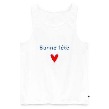 BONNE FÊTE. FÊTE DES MÈRES. FÊTE DES PÈRES. FÊTE - Débardeur bio Premium Homme - blanc - Devant - Michal (187cm)