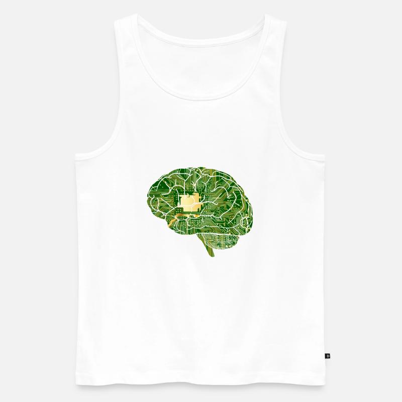 Gehirn - Computerchip - Chip - Computer - Männer Premium Bio Tank Top - Weiß