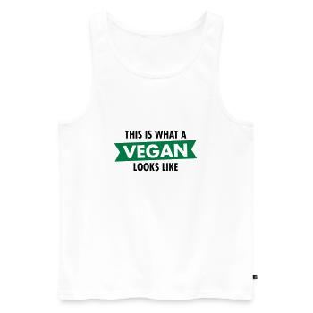 This Is What A Vegan Looks Like - Männer Premium Bio Tank Top - Weiß - Vorne - AI Model Male 178 light (178cm)