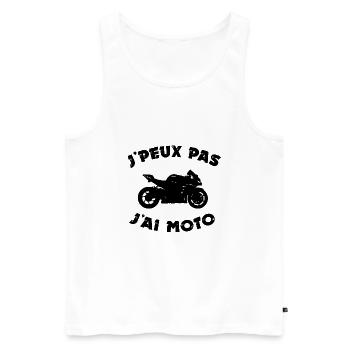 Le classique J'peux pas, j'ai moto. - Débardeur bio Premium Homme - blanc - Devant - AI Model Male 178 light (178cm)