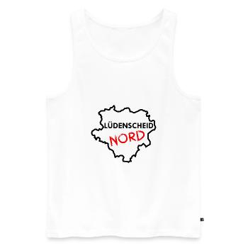 Lüdenscheid Nord - Dortmund - Ruhrpott - Fußball - Männer Premium Bio Tank Top - Weiß - Vorne - Michal (187cm)