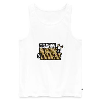 Champion du monde de la connerie - Débardeur bio Premium Homme - blanc - Devant - Michal (187cm)