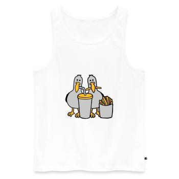 Fast-food mouettes volées - Débardeur bio Premium Homme - blanc - Devant - AI Model Male 178 light (178cm)