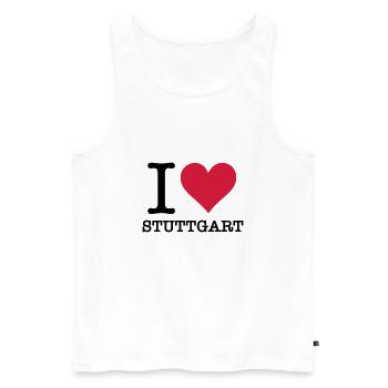 Je aime Stuttgart - Débardeur bio Premium Homme - blanc - Devant - AI Model Male 178 light (178cm)