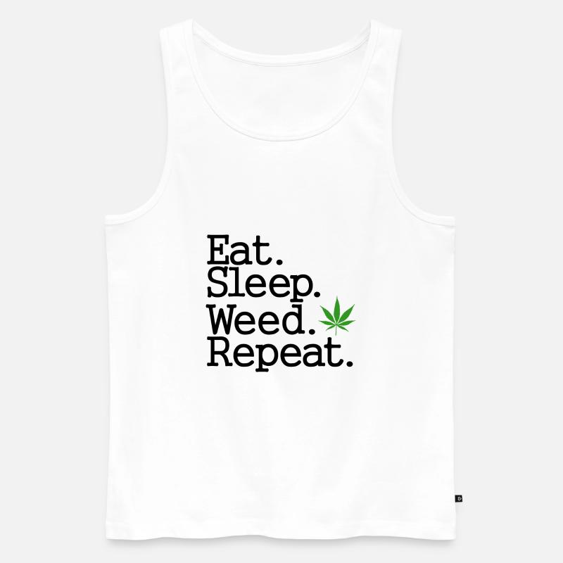Eat Sleep Weed Repeat - Männer Premium Bio Tank Top - Weiß