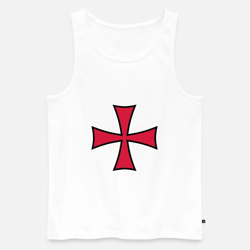 02 Templer Kreuz 2c - Männer Premium Bio Tank Top - Weiß
