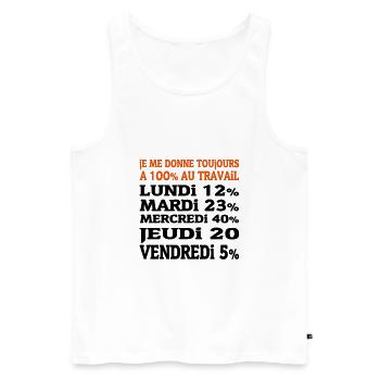 100% at Work (2c) new! - Men's Premium Organic Tank Top - white - Front - AI Model Male 178 light (178cm)