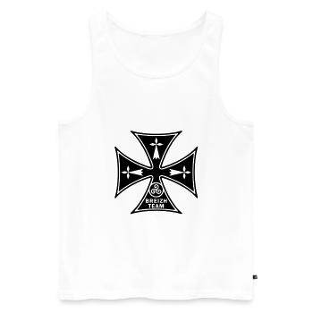 Breizh Hermelin Quer Triskel - Männer Premium Bio Tank Top - Weiß - Vorne - AI Model Male 178 light (178cm)