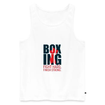 BOXING fight hard, finish strong ! Boxer Cadeau - Débardeur bio Premium Homme - blanc - Devant - AI Model Male 178 light (178cm)