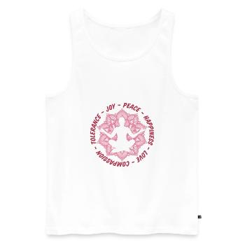Peace, love, tolerance, relaxation, meditation - Men's Premium Organic Tank Top - white - Front - Michal (187cm)