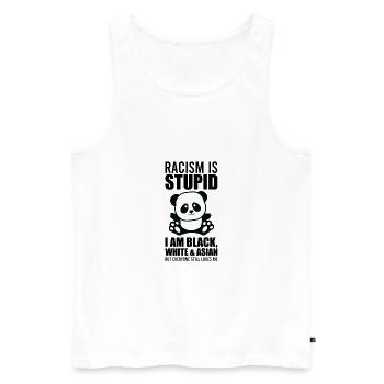 Doux panda contre le racisme! - Débardeur bio Premium Homme - blanc - Devant - Michal (187cm)