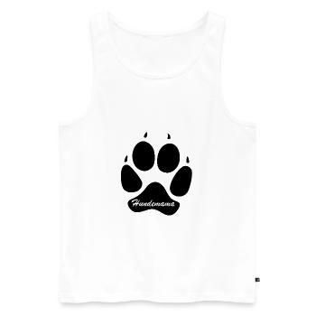 Pfote schwarz mit weißen Schriftzug Hundemama love - Männer Premium Bio Tank Top - Weiß - Vorne - Michal (187cm)
