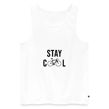 STAY COOL Fahrrad - Männer Premium Bio Tank Top - Weiß - Vorne - AI Model Male 178 light (178cm)