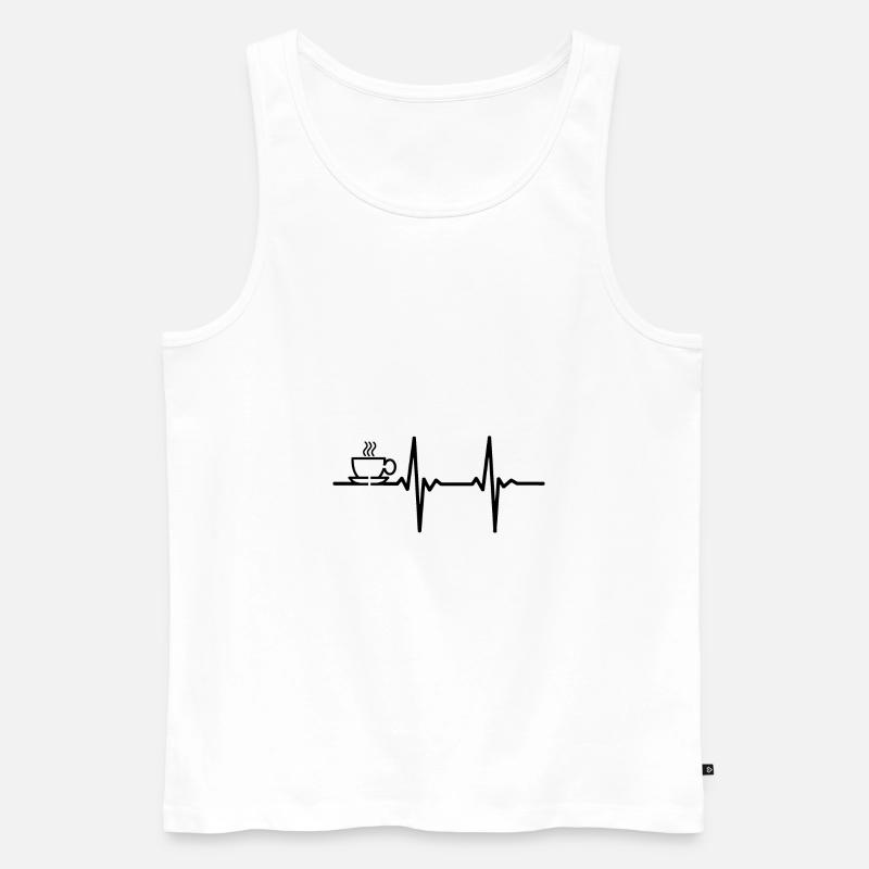 Herzschlag Kaffee Herzfrequenz - Männer Premium Bio Tank Top - Weiß