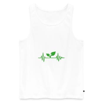 Cadeau de battement de coeur de plante végétalienne - Débardeur bio Premium Homme - blanc - Devant - AI Model Male 178 light (178cm)