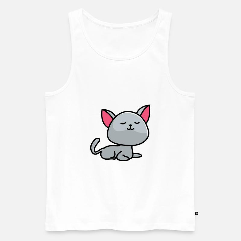 Eingebildete britisch Kurzhaar Katze - Männer Premium Bio Tank Top - Weiß