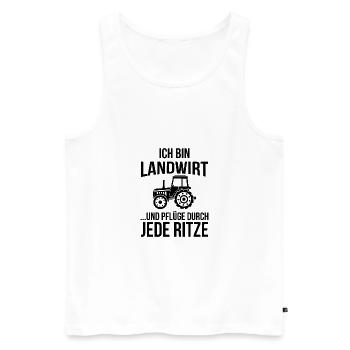 Ich bin Landwirt und Pflüge durch jede Ritze - Männer Premium Bio Tank Top - Weiß - Vorne - AI Model Male 178 light (178cm)