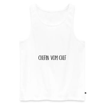 Chefin vom Chef Boss Bossin Geschenk - Männer Premium Bio Tank Top - Weiß - Vorne - Michal (187cm)