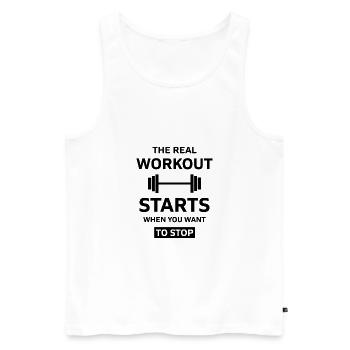 The Real Workout starts when you want Stop - Men's Premium Organic Tank Top - white - Front - AI Model Male 178 light (178cm)
