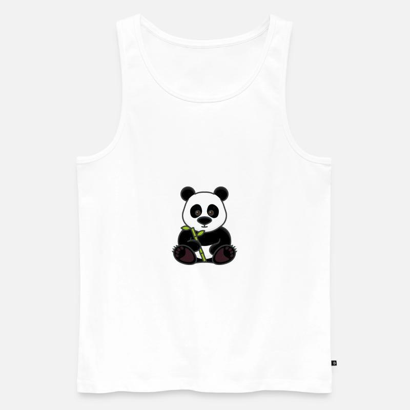 Panda mit Bambus - Männer Premium Bio Tank Top - Weiß