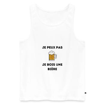 t-shirt fete des pères je peux pas bois une bière - Débardeur bio Premium Homme - blanc - Devant - Michal (187cm)