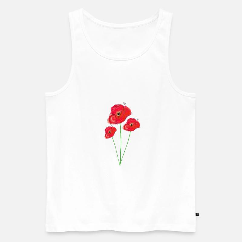 Blumenstrauß Mohnblumen malen - Männer Premium Bio Tank Top - Weiß