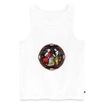 stained glass window at the fountain - Men's Premium Organic Tank Top - white - Front - AI Model Male 178 light (178cm)